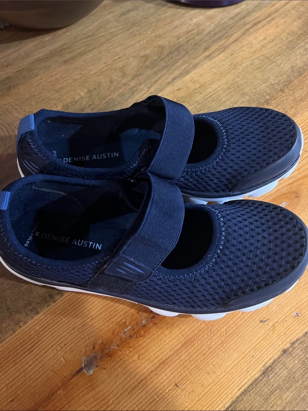 Easy Spirit Denise Austin Navy Mary Jane Sneaker with White Sole